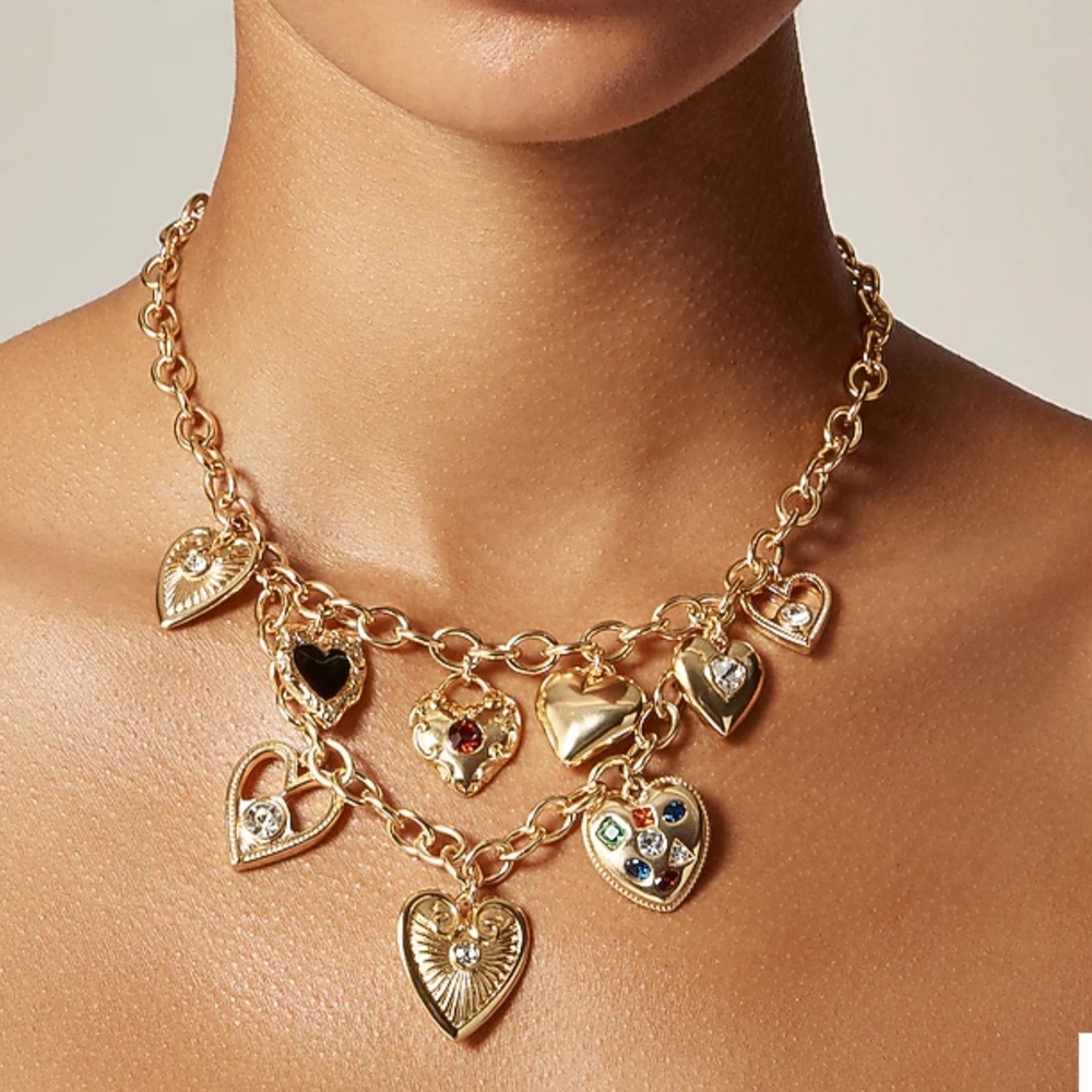 J Crew Gold Heart Charm Necklace New!